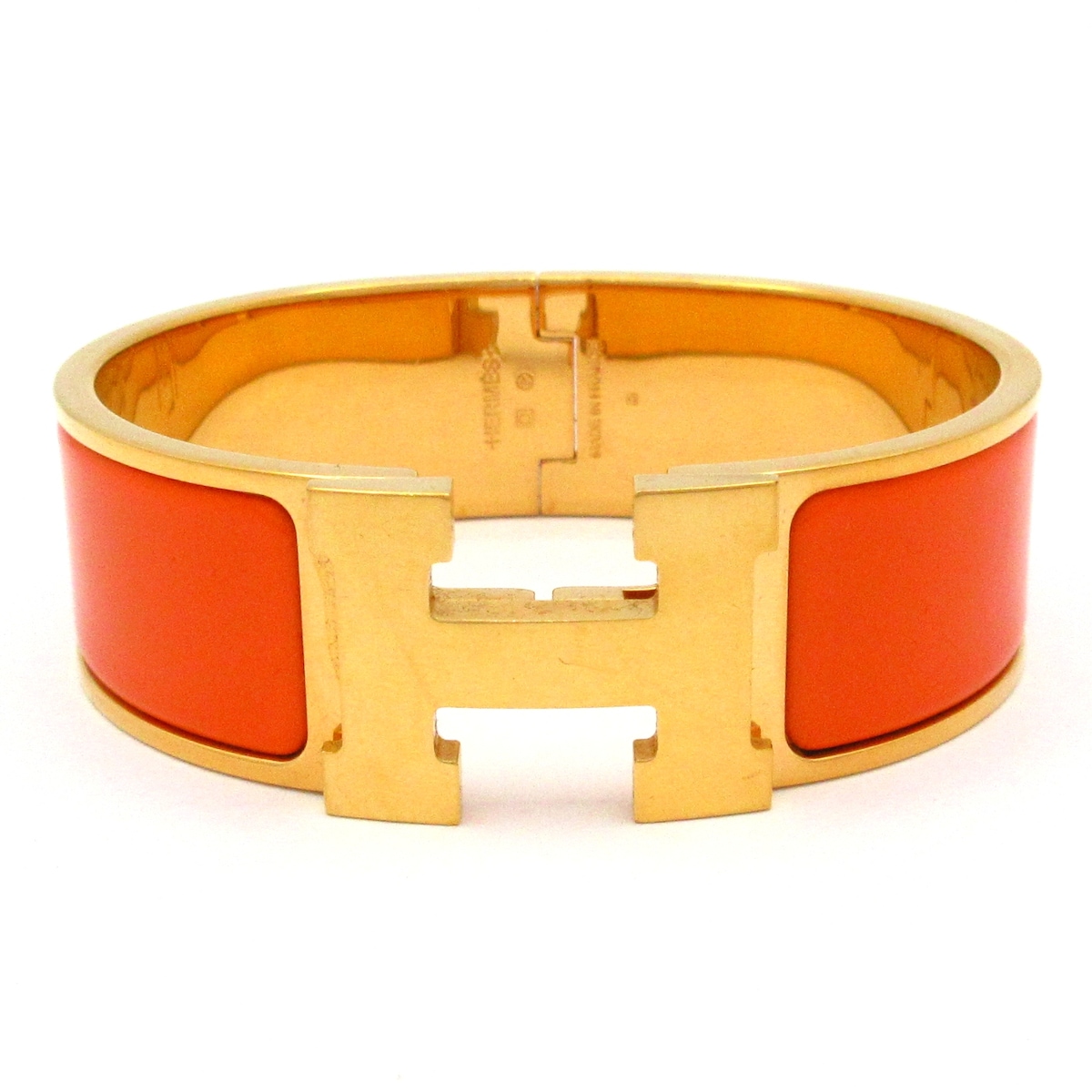 Herms Clic Clac H Bangle Gold Orange